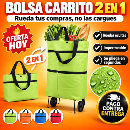 Bolsa Carrito Plegable 2 en 1 | Adiós a Cargar el Mandado