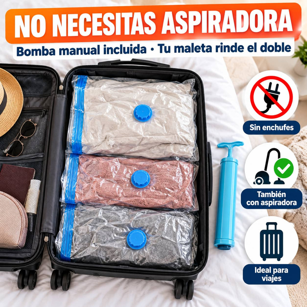 Bolsas al Vacío SpaceSeal™ | Libera Hasta 80% de Espacio en tu Clóset