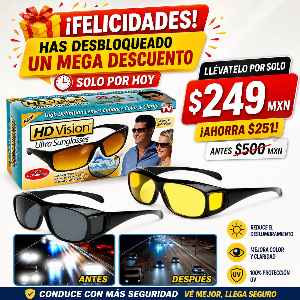 🔥Gafas de conducción 2x1 HD VISION LENTES +50% OFF🏷️