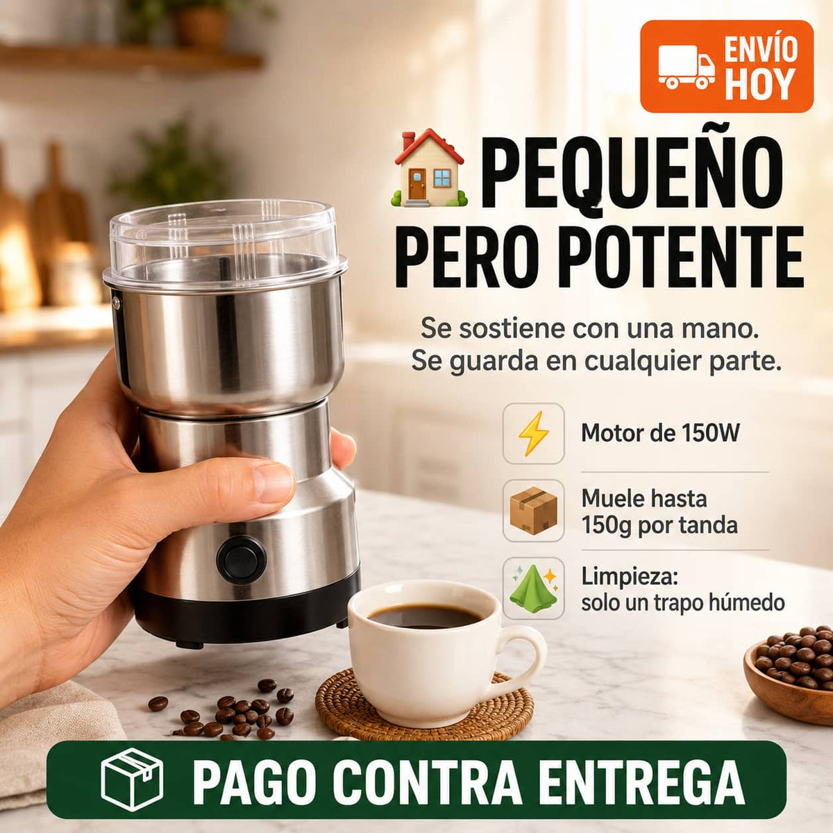 Molino Eléctrico GrindMaster Pro™ | Café y Especias Recién Molidas en Segundos