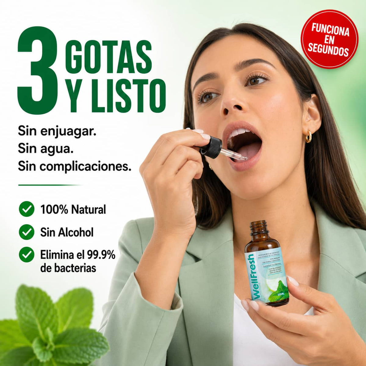 Wellfresh Gotas Bucales | Aliento Fresco Al Instante, Sin Químicos