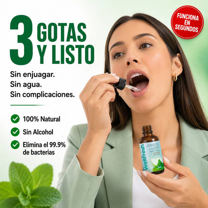 Wellfresh Gotas Bucales | Aliento Fresco Al Instante, Sin Químicos