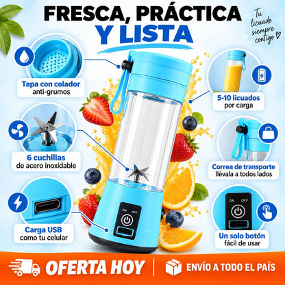 Licuadora Portátil Recargable | Licuados Frescos en Segundos, Donde Estés