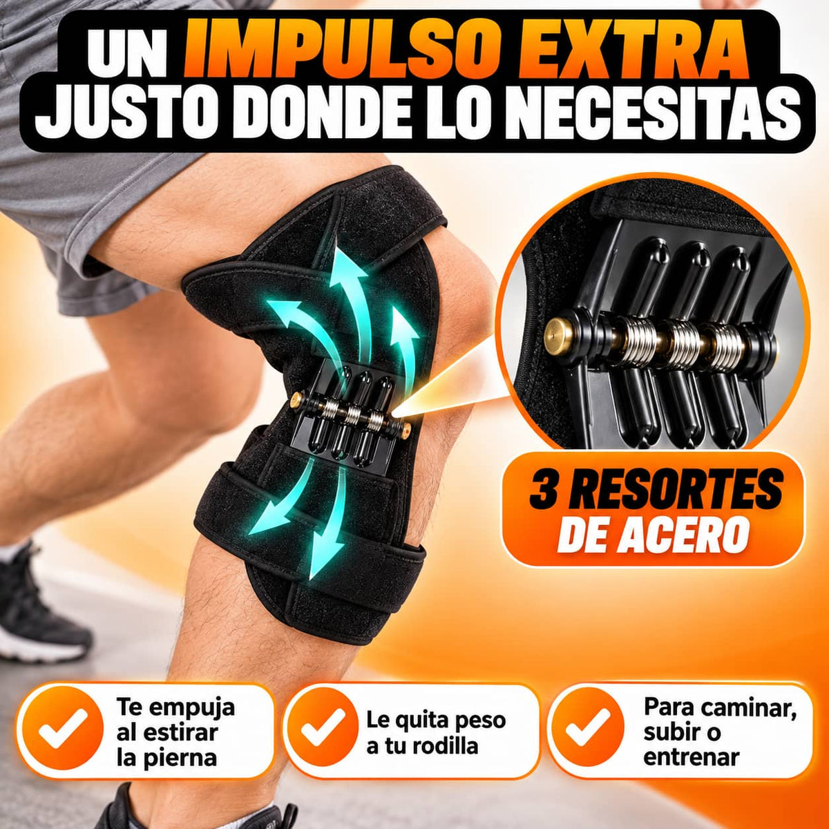 Rodillera con Resortes | Más Fuerza en Cada Paso