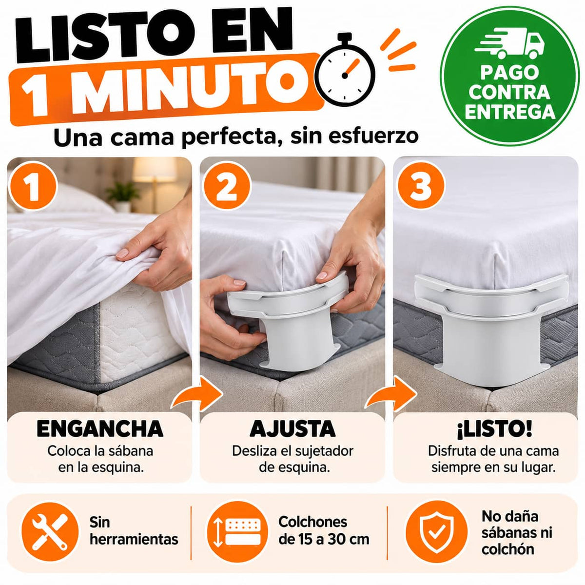 Sujetador SábanaFix™ | Tu Cama Lisa y Firme Toda la Noche
