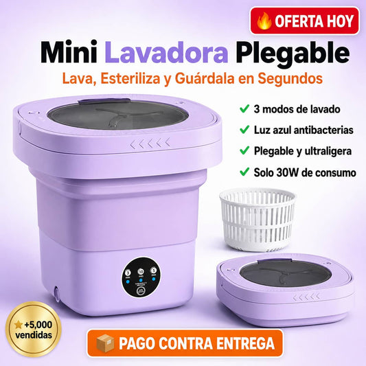 Mini-Lavadora WashFlex Pro™ | Ropa Limpia en Minutos, Donde Estés