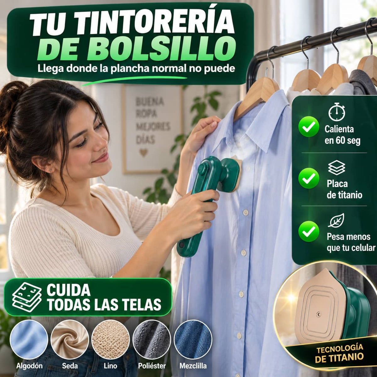 Plancha a Vapor Portatil de Mano