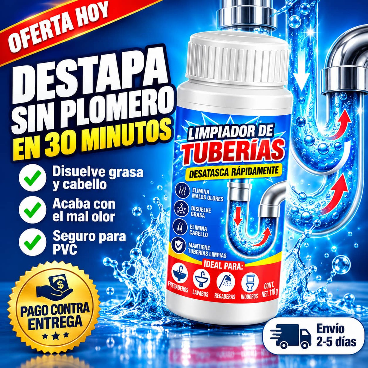 Polvo Destapa Drenajes | Adiós Tapones Sin Llamar Al Plomero