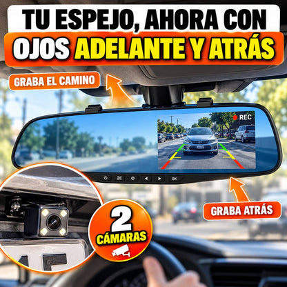 Espejo Retrovisor con Doble Cámara | Maneja Seguro, Todo Queda Grabado