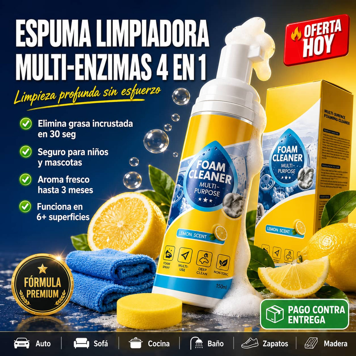 Limpiador Foam Cleaner Multi-Purpose™ | Elimina Manchas Difíciles Sin Frotar