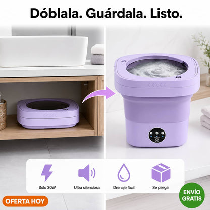Mini-Lavadora WashFlex Pro™ | Ropa Limpia en Minutos, Donde Estés