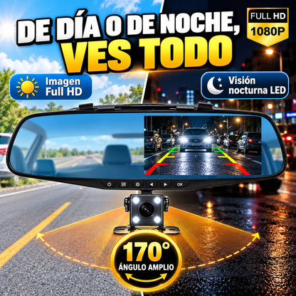 Espejo Retrovisor con Doble Cámara | Maneja Seguro, Todo Queda Grabado