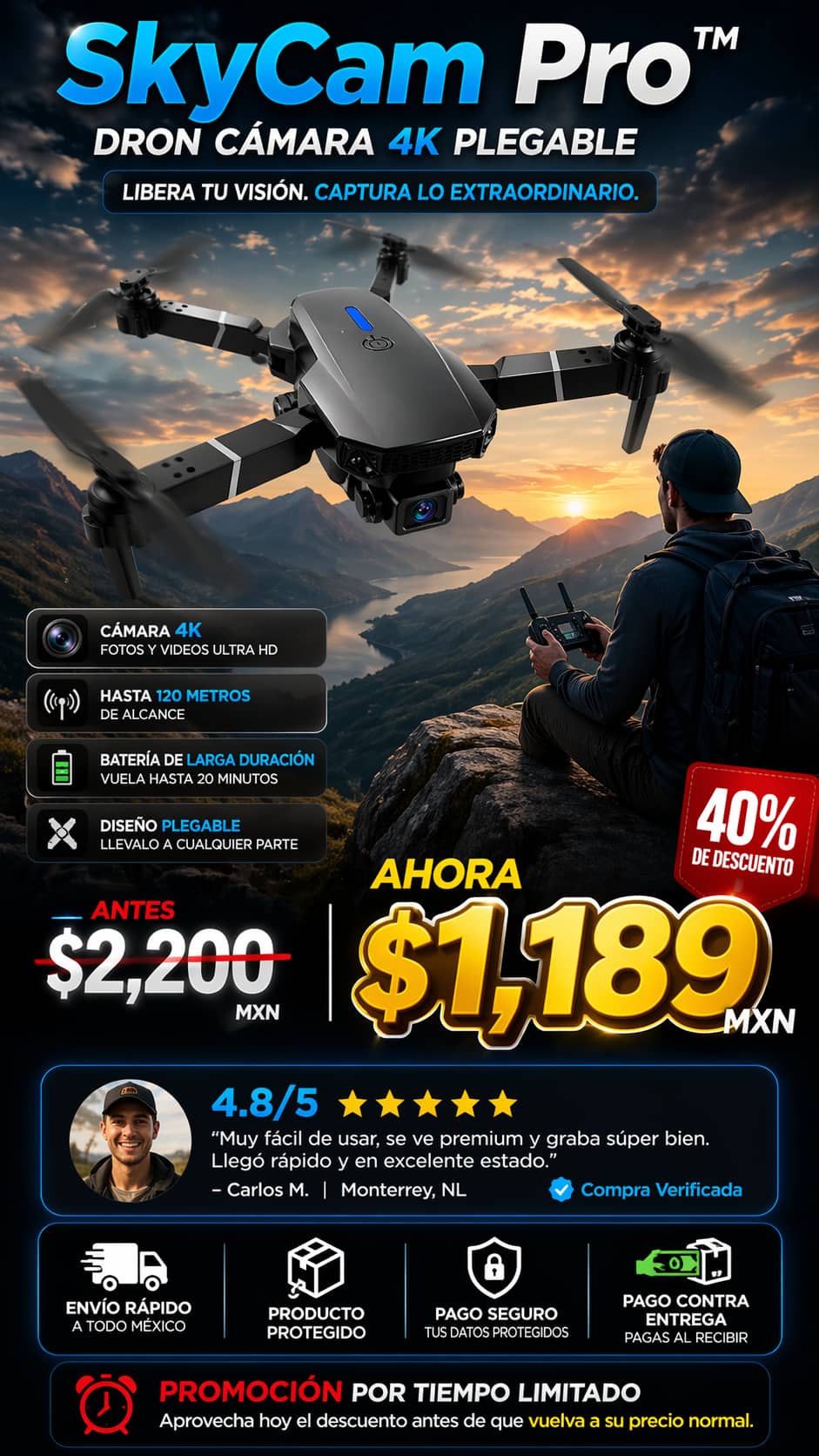 Dron Camara 4K/SkyCam Pro™