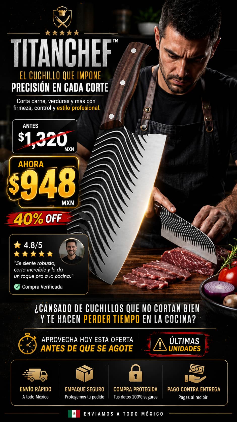 Cuchillo Grande Chef Cocina Carne