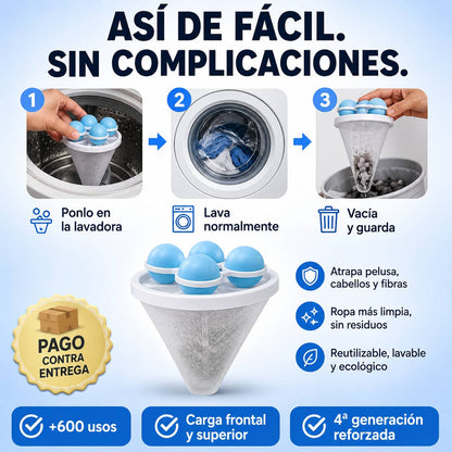 Filtro Atrapa Pelusas para Lavadora | Ropa Más Limpia Sin Esfuerzo Desde el Primer Lavado