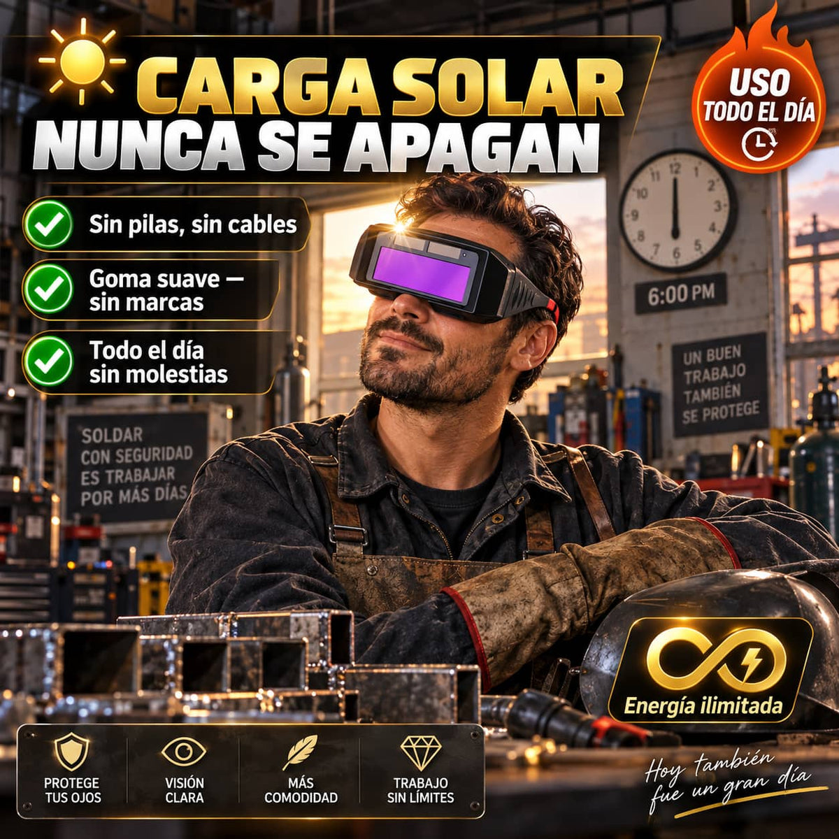 Gafas de Soldadura con Oscurecimiento Automático | Protección Total Sin Cambiar Baterías