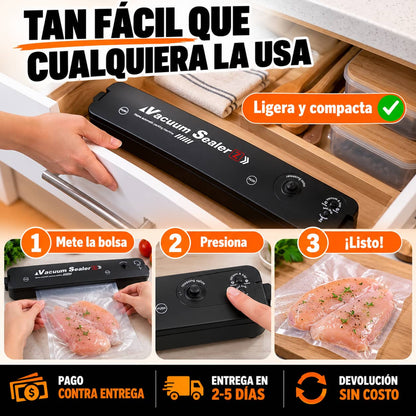 Selladora al Vacío FreshLock Pro™ | Tu Comida Fresca Hasta 5 Veces Más