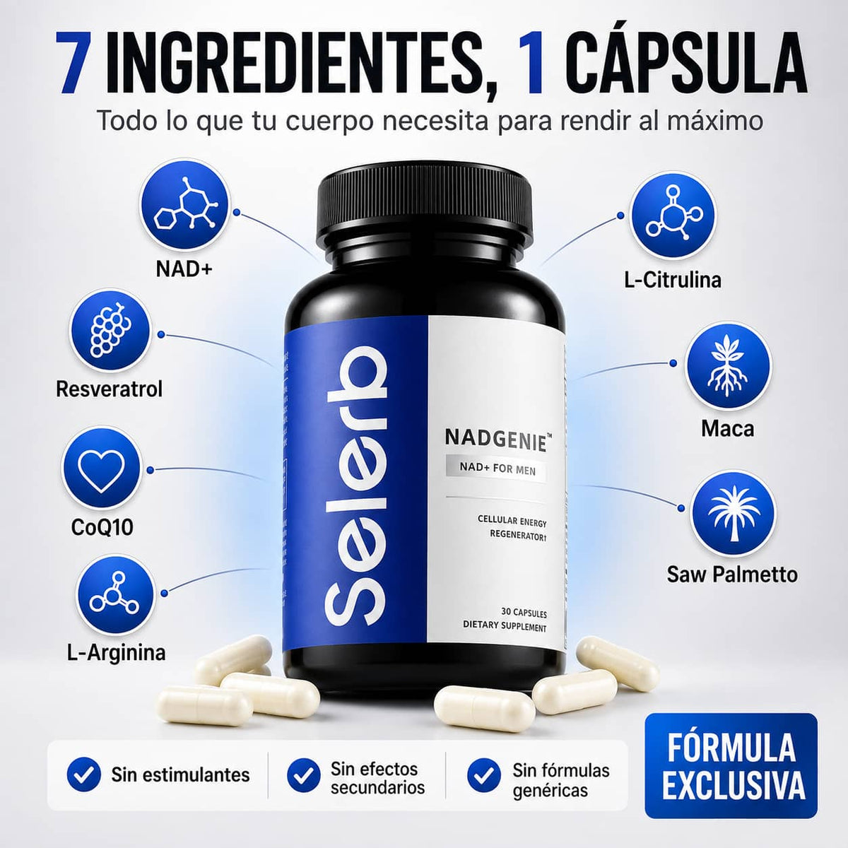 NAD+ Men's Complex | Más Energía, Fuerza y Rendimiento Desde el Primer Frasco