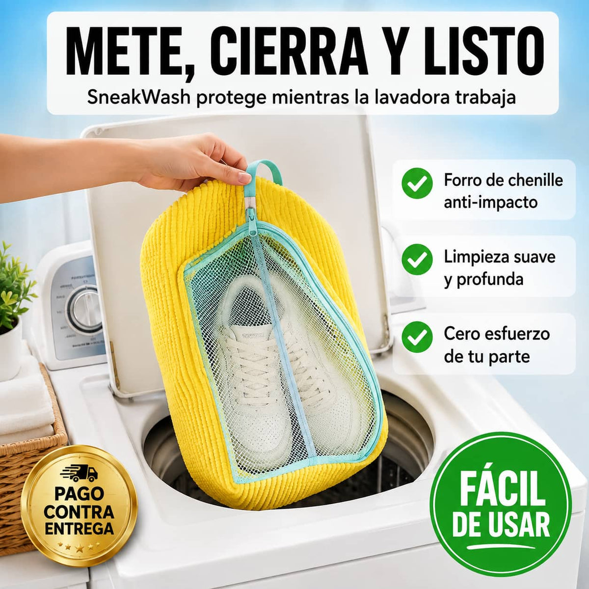 SneakWash — Bolsa Protectora Para Lavar Tus Tenis en Lavadora Sin Que Se Dañen