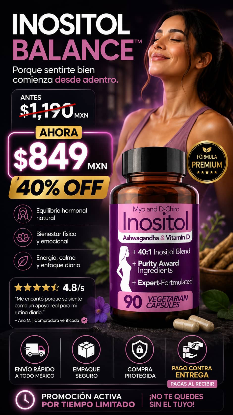 Suplemento Inositol Myo and D-Chiro