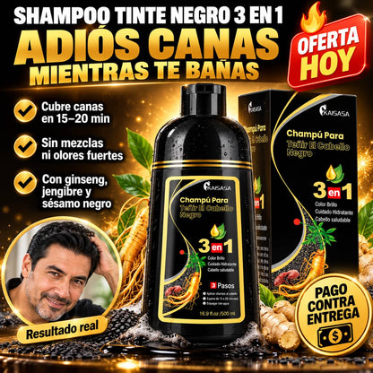 Shampoo Tinte Negro 3 en 1 | Adiós Canas en 15 Minutos