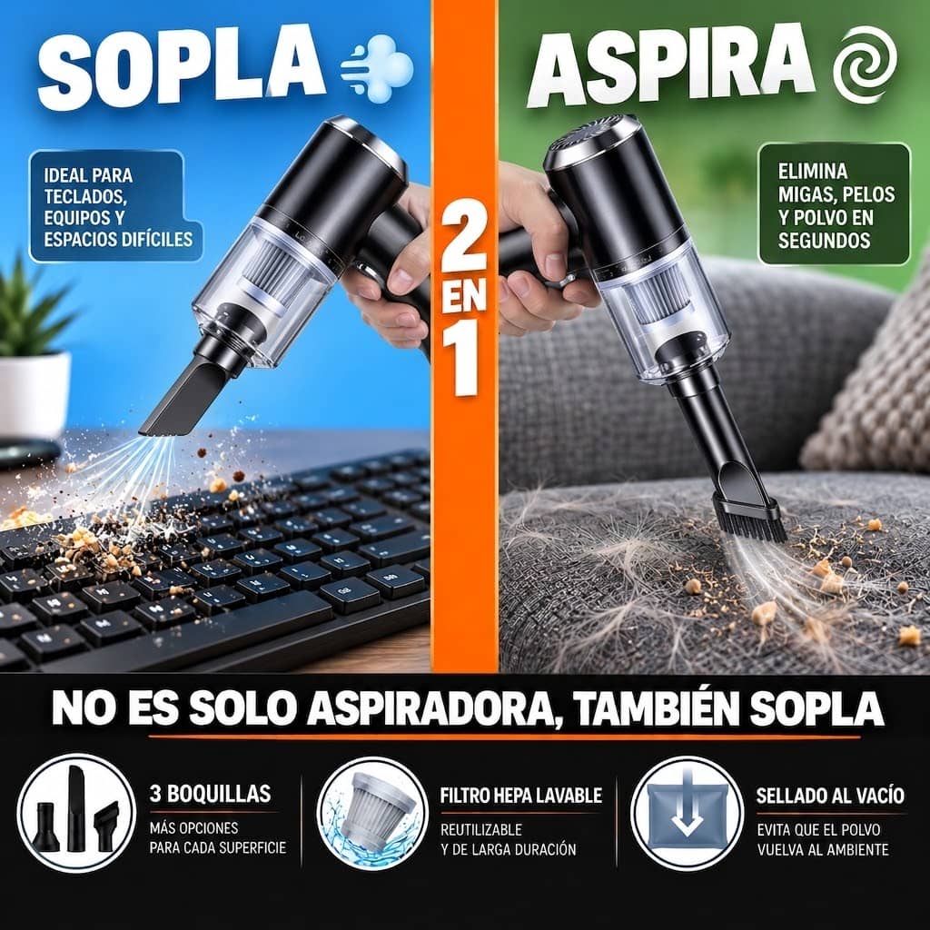 Mini Aspiradora DustForce Pro™ | Limpieza Profunda Sin Cables en Segundos