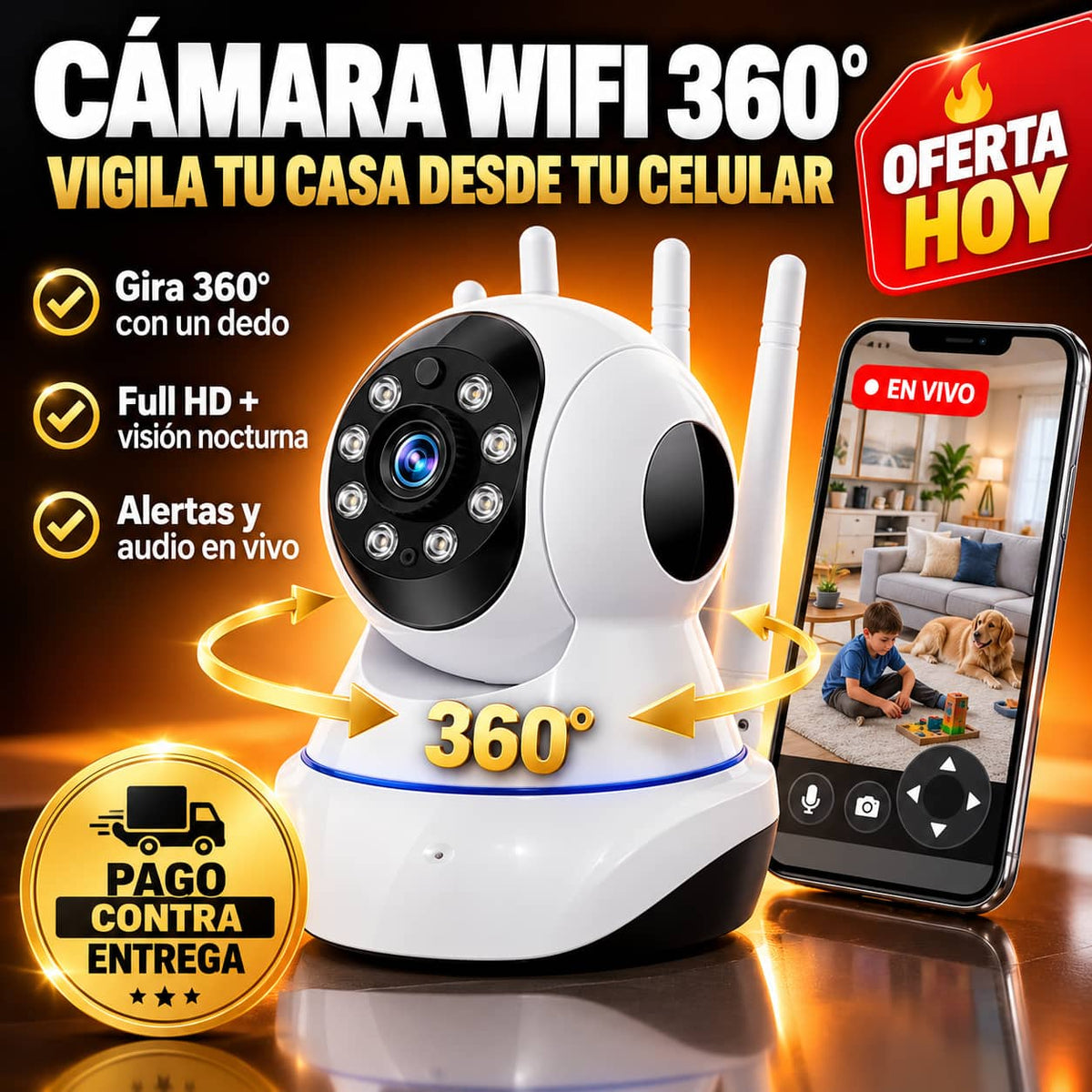 Cámara Robot 360° WiFi | Vigila Tu Casa Desde Tu Celular