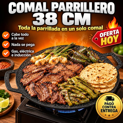 Comal Coreano GrillMaster™ | Parrillada en Casa Sin Que Se Pegue Nada