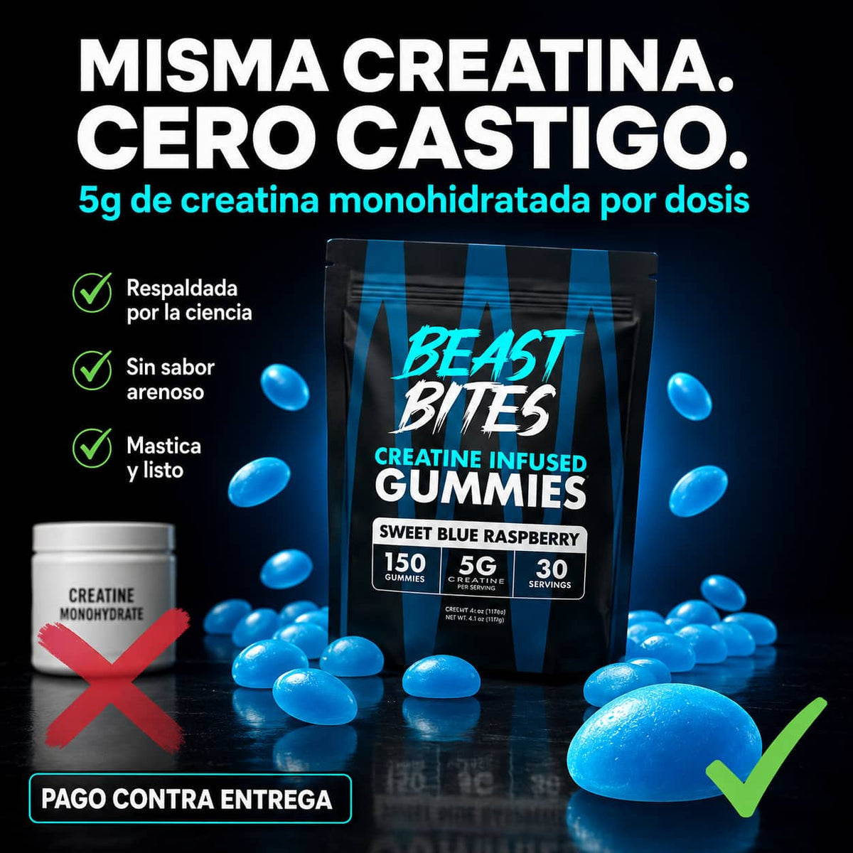 Gomitas de Creatina Beast Bites | 5g de Potencia Sin Mezclar Nada