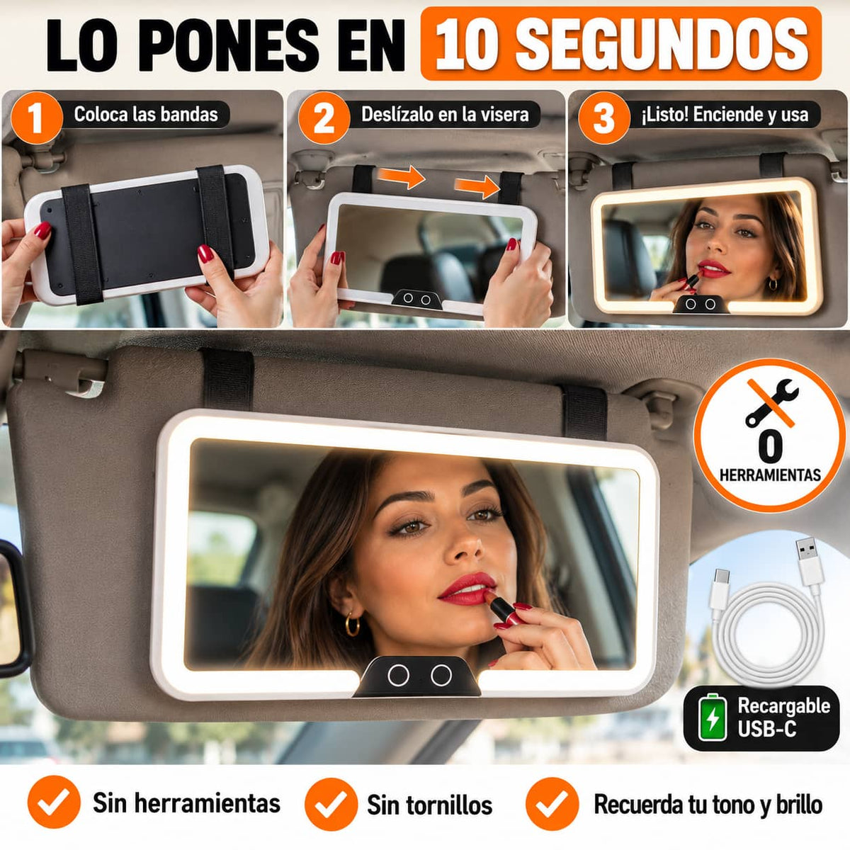 Espejo LumiVisor Pro™ | Maquíllate Perfecto En Tu Auto