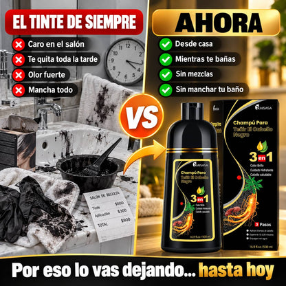 Shampoo Tinte Negro 3 en 1 | Adiós Canas en 15 Minutos