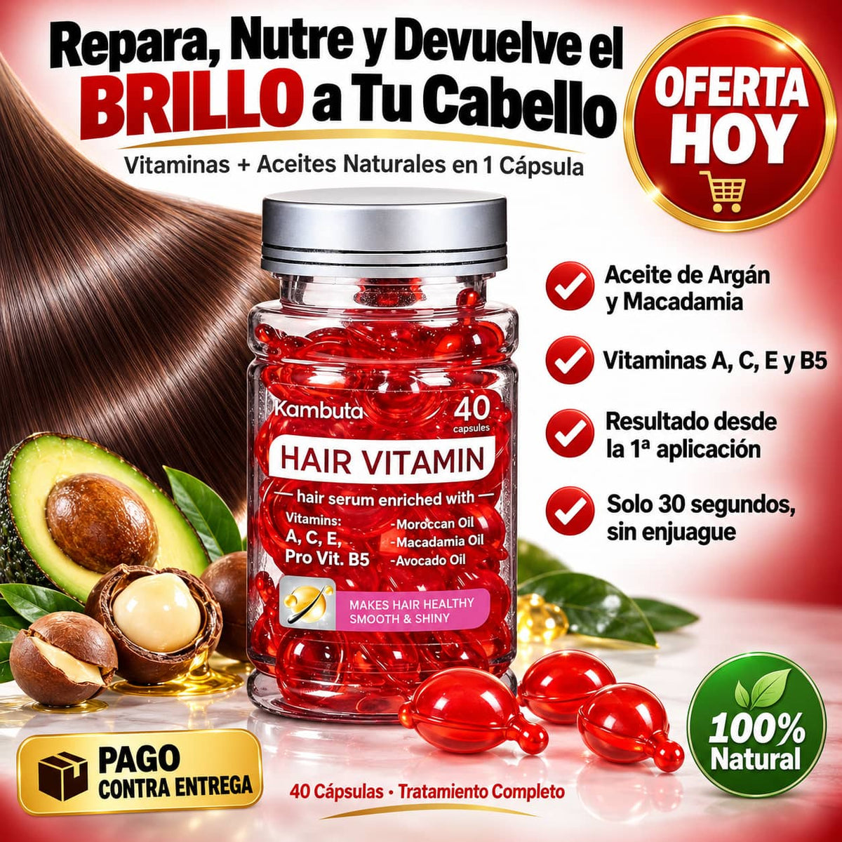Cápsulas de Sérum Capilar | Brillo y Reparación Sin Enjuague
