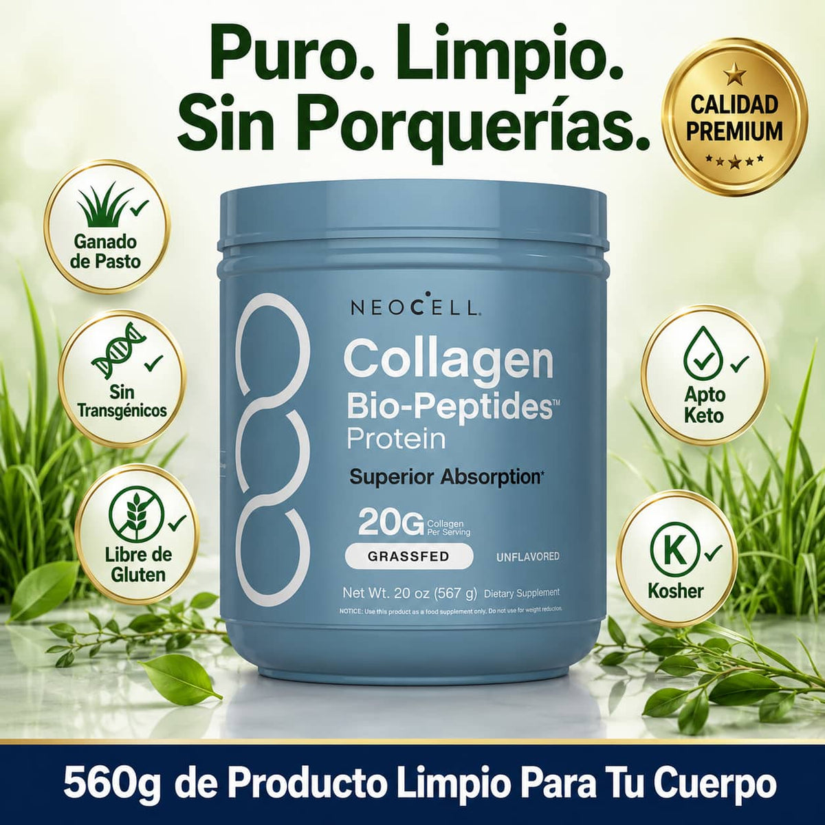 NeoCell Colágeno en Polvo | Piel Firme, Cabello Fuerte y Articulaciones Sin Dolor
