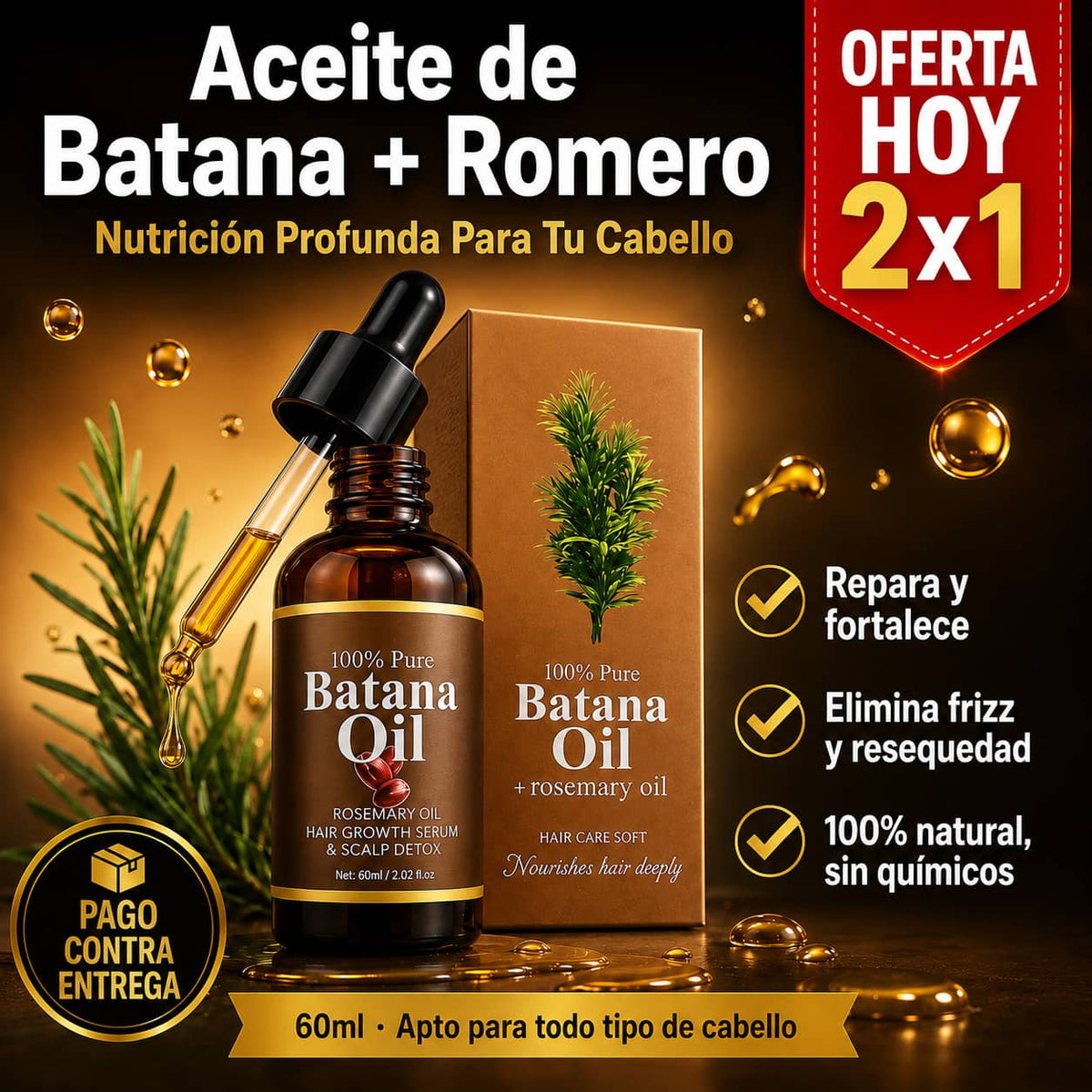 Aceite De Batana + Romero™ | Rescata Tu Cabello Seco y Sin Vida