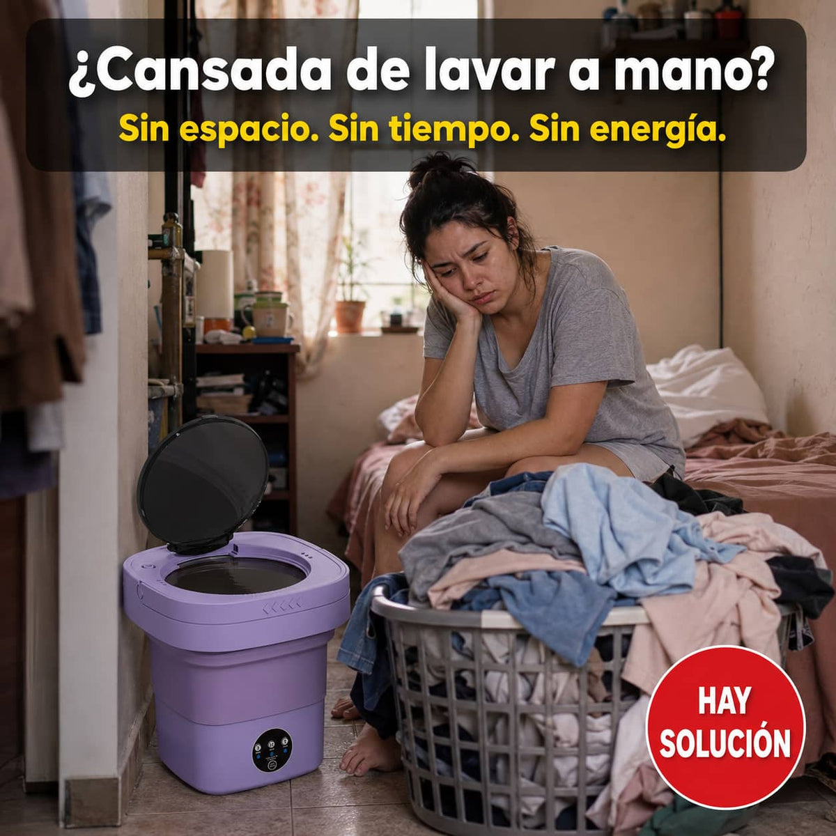 Mini-Lavadora WashFlex Pro™ | Ropa Limpia en Minutos, Donde Estés