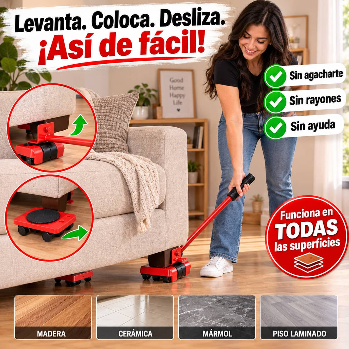 Palanca levanta muebles Pesados 360°