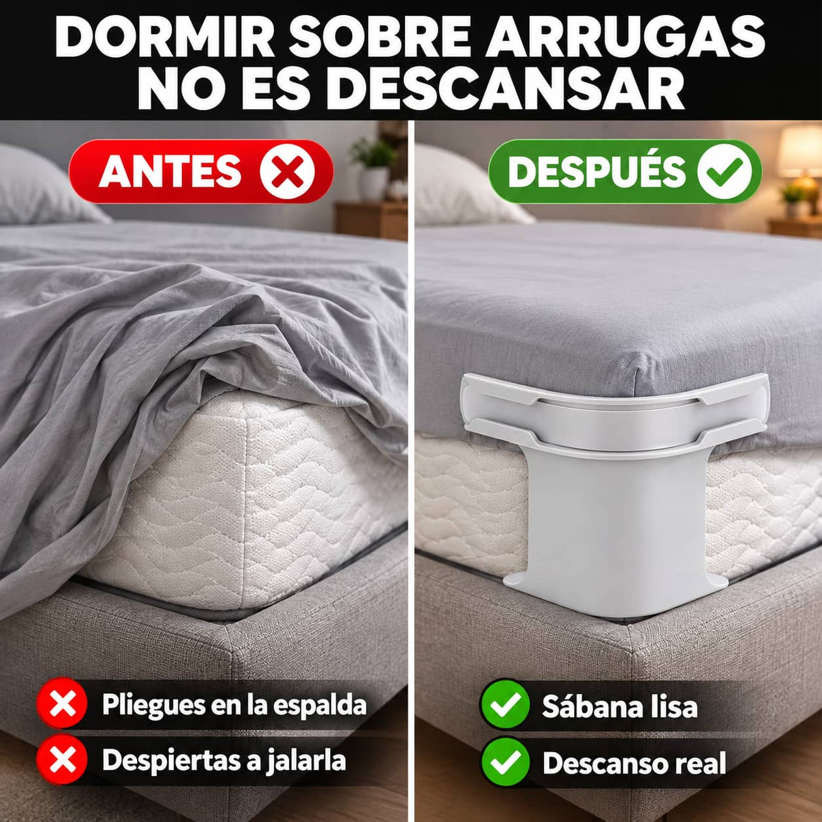 Sujetador SábanaFix™ | Tu Cama Lisa y Firme Toda la Noche