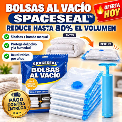 Bolsas al Vacío SpaceSeal™ | Libera Hasta 80% de Espacio en tu Clóset