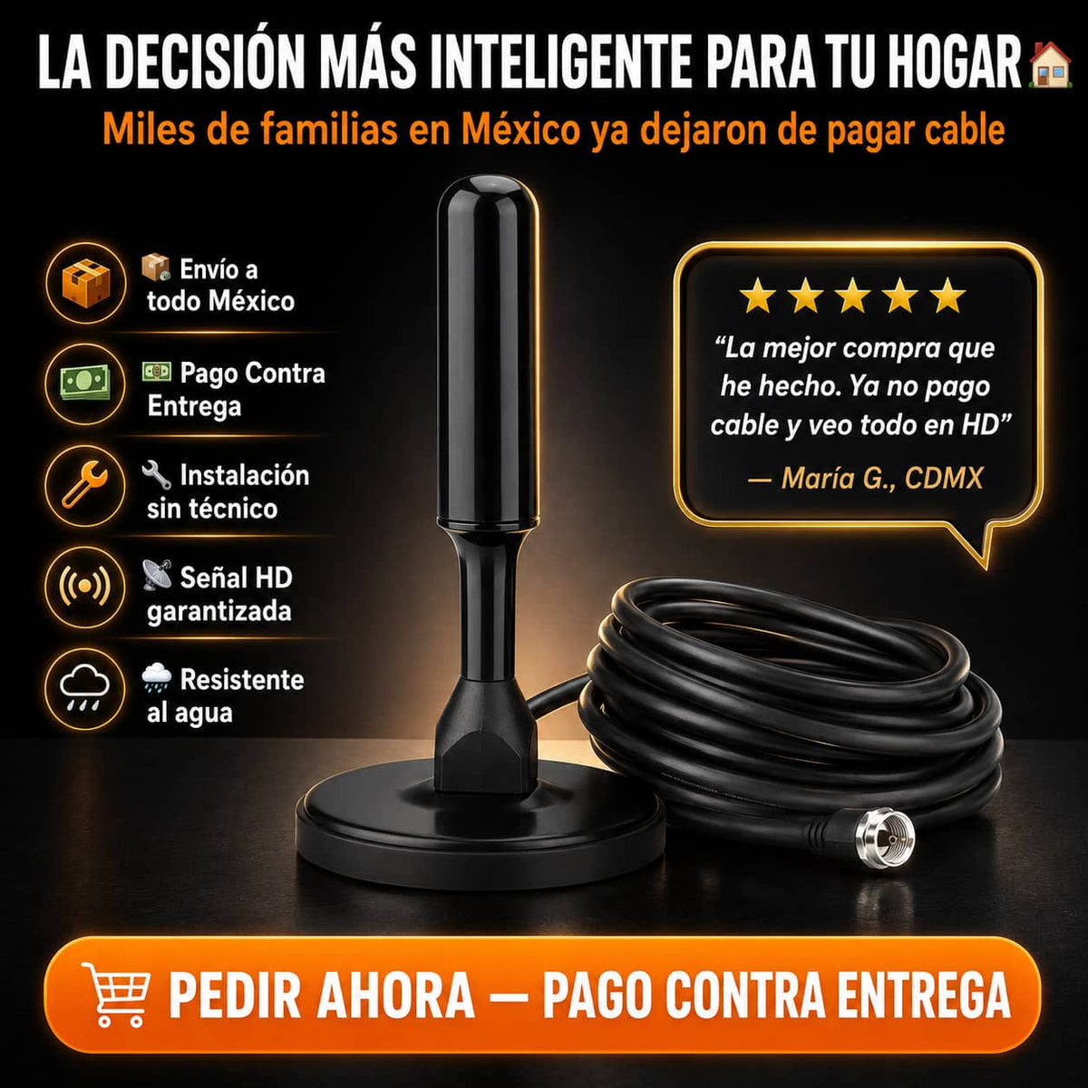 Antena Digital HD con Booster | Todos los Canales Gratis Sin Mensualidad