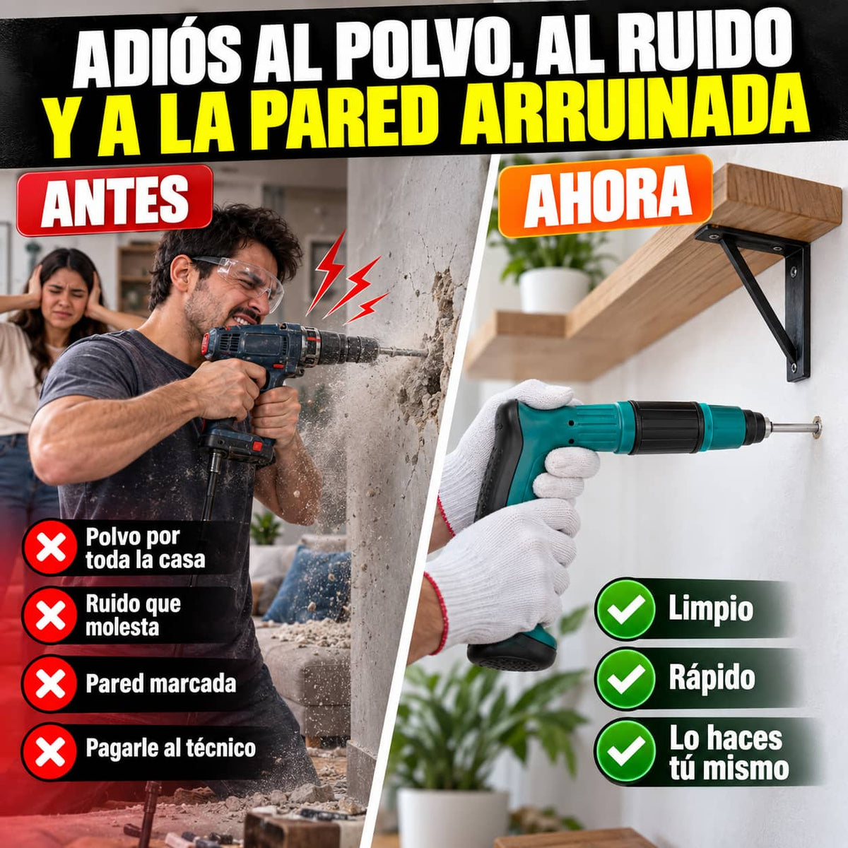 Pistola de Clavos Manual | Fija en Concreto Sin Taladro