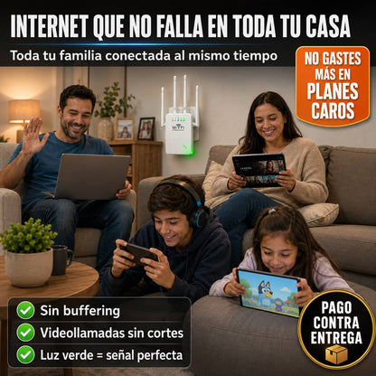 Repetidor WiFiMax Ultra™ 4 Antenas | Internet Estable en Cada Rincón de Tu Casa