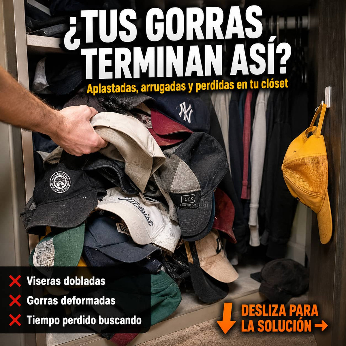 Organizador de Gorras para Pared | Todas Tus Gorras Ordenadas Sin Perder Espacio