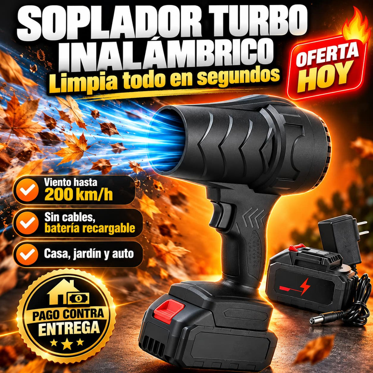 Soplador TurboBlow Max™ | Limpia en Minutos Sin Cables